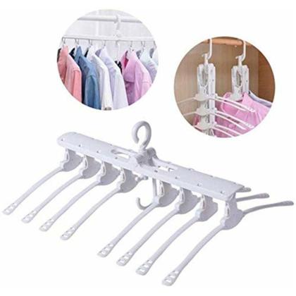 Imagem de Cabide Organizador Magico 8 Em 1 Triplica Guarda Roupa Multiplica Espaco Giratorio Multifuncional Dobravel Cabideiro Ara