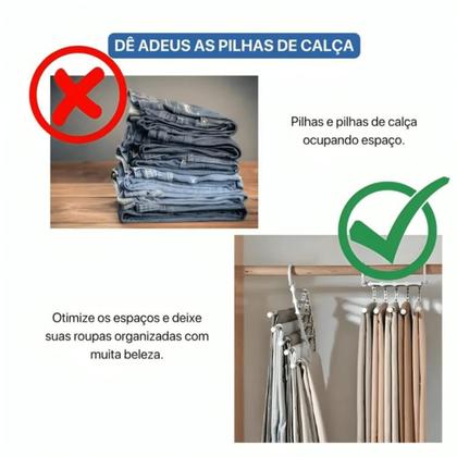 Imagem de Cabide Organizador Para Calças Multifuncional de Inox Aço Retratil com 5 Divisórias