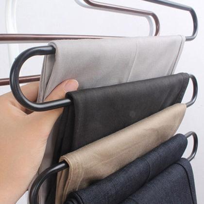 Imagem de Cabide Para Calça Jeans Multifuncional Inox Organizador Guardar Roupa Armário Banheiro Toalha