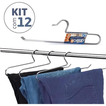 Imagem de Cabide para Calça/Secador/Varão 38cm Cromado Arthi 12Un