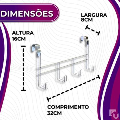 Imagem de Cabide Para Porta Com 4 Pinos Encaixe Em Aço Cromado Stolf