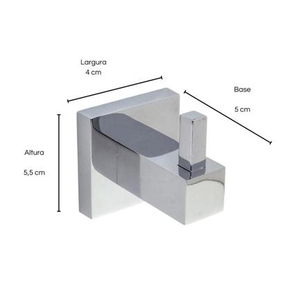 Imagem de Cabide Simples Porta Toalhas Roupas Gancho Suporte Parede Preto Fosco Metal Premium