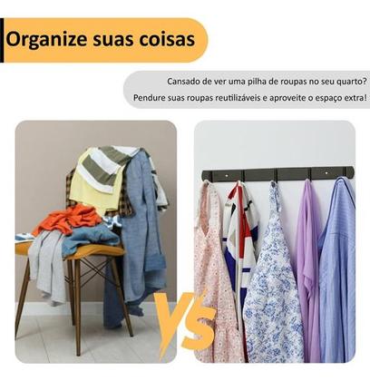 Imagem de Cabide Suporte De Parede De Aço Inox Preto Para Pendurar Roupas Toalhas Acessórios Cabideiro