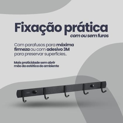 Imagem de Cabide Suporte De Parede De Aço Inox Preto Para Pendurar Roupas Toalhas Acessórios Cabideiro