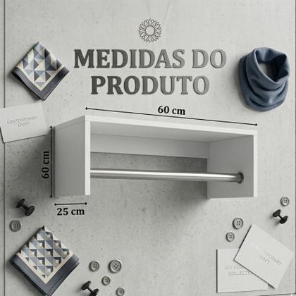 Imagem de Cabideiro Arara Branco Com Prateleira Closet Quarto Organizador Moderno Mdf Lançamento  ALBERGONI