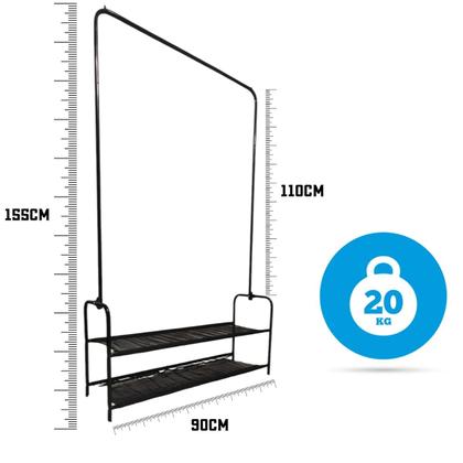 Imagem de Cabideiro Arara De Roupas Com Sapateira Closet/loja/quarto