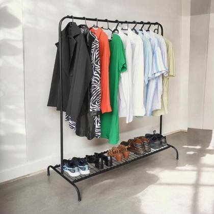 Imagem de Cabideiro Arara De Roupas Com Sapateira Para Lojas Quarto Closet Provador