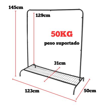 Imagem de Cabideiro Arara De Roupas Com Sapateira Para Lojas Quarto Closet Provador