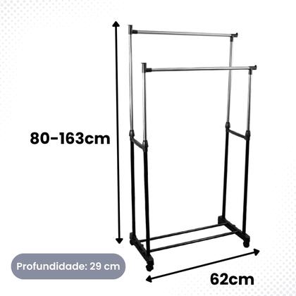 Imagem de Cabideiro Arara De Roupas Multiuso Com Sapateiro Aço Prateleira Com Rodinhas