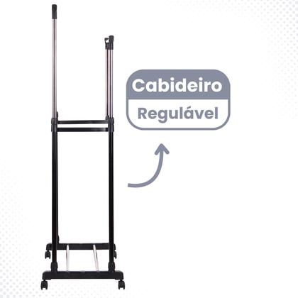 Imagem de Cabideiro Arara De Roupas Multiuso Com Sapateiro Aço Prateleira Com Rodinhas