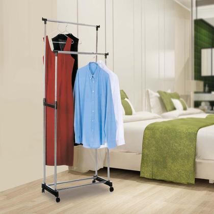 Imagem de Cabideiro Arara Dupla P/ Roupas A.160cm Ajust. C/ Sapateira - Clink