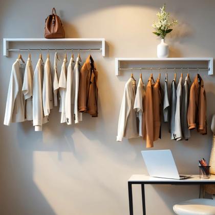 Imagem de Cabideiro Arara Suspensa Prateleira De Roupas Closet 60 Cm