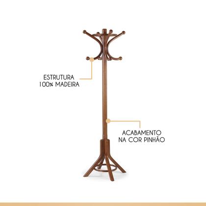 Imagem de Cabideiro de Chão Lisboa 50 x 166 Cm Madeira Maciça Pinhão CCS