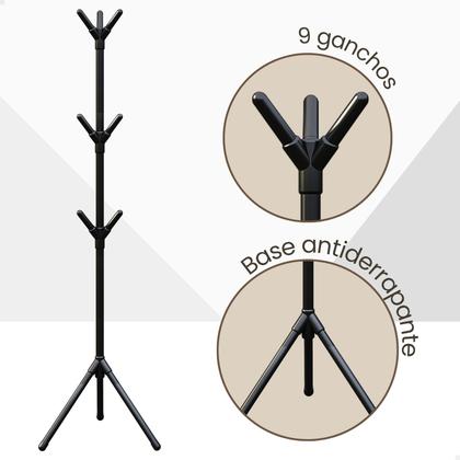 Imagem de Cabideiro de Chão Mancebo Organizador para Roupas 9 Ganchos