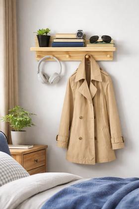 Imagem de Cabideiro de Madeira Pinus Natural 40CM Multiuso Bolsas Blusas Óculos
