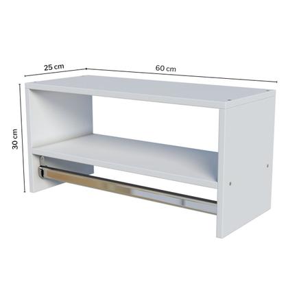 Imagem de Cabideiro De Parede Arara Suspenso Em Mdf Com Nicho 70cm Branco