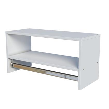 Imagem de Cabideiro De Parede Arara Suspenso Em Mdf Com Nicho 70cm Branco