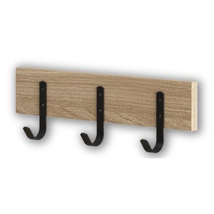 Imagem de Cabideiro De Parede Madeira Industrial Com 3 Ganchos Simples