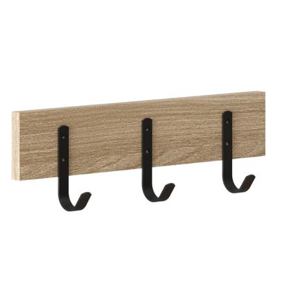 Imagem de Cabideiro De Parede Madeira Industrial Com 3 Ganchos Simples