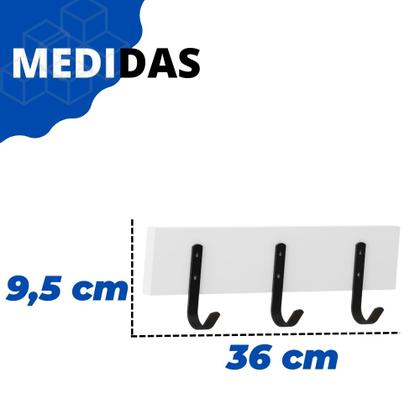 Imagem de Cabideiro De Parede Madeira Industrial Com 3 Ganchos Simples