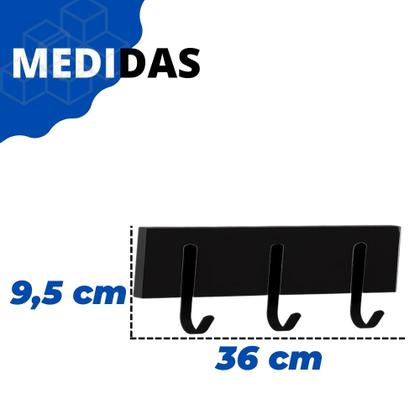 Imagem de Cabideiro De Parede Madeira Industrial Com 3 Ganchos Simples