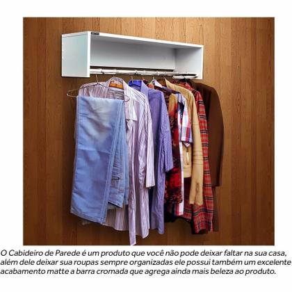 Imagem de Cabideiro De Parede Mancebo Arara De Roupas Com Barra 60x25