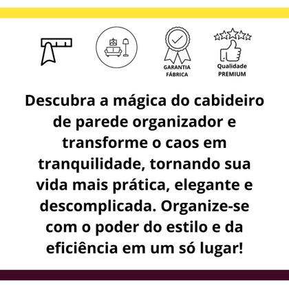 Imagem de Cabideiro de Parede MDF 4 G Com Prateleira Pinus