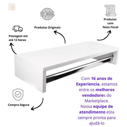 Imagem de Cabideiro De Parede Mdf Arara P/ Roupas Closet Banheiro