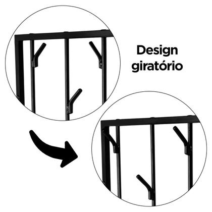 Imagem de Cabideiro de Parede Multiuso Giratório com 8 ganchos Ipê