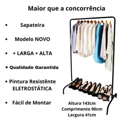 Imagem de Cabideiro De Roupas Arara De Roupas Com Sapateira Loja, Quarto Aço