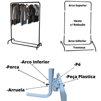 Imagem de Cabideiro De Roupas Arara De Roupas Com Sapateira Loja, Quarto Aço