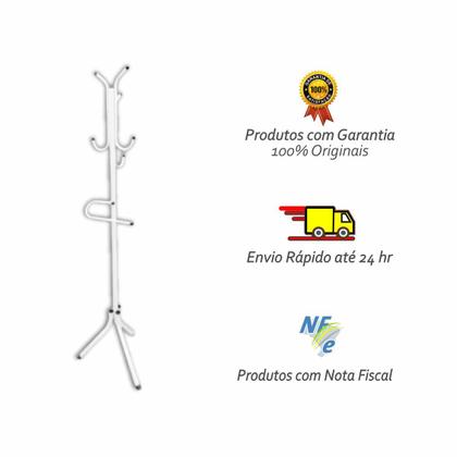 Imagem de Cabideiro Em Pé Mancebo de Chão Porta Casaco Roupa Bolsa Com 7 Ganchos Branco
