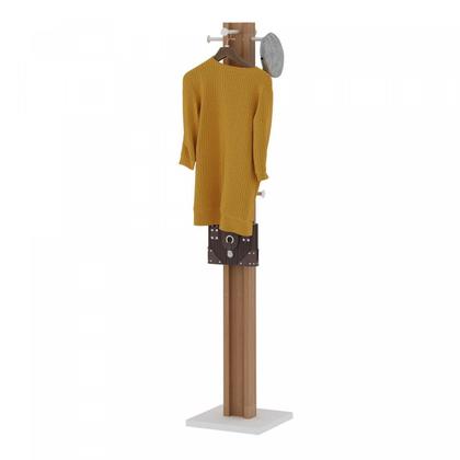 Imagem de Cabideiro Mancebo de Chão com 8 Pinos para Pendura - Branco/Amêndoa