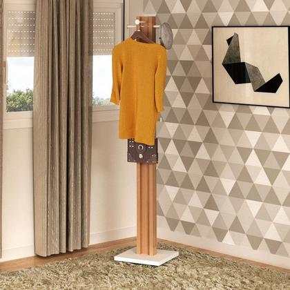 Imagem de Cabideiro Mancebo de Chão Multiuso AZ1018 Amendoa Branco Tecno Mobili