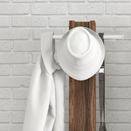 Imagem de Cabideiro Mancebo de Chão Multiuso AZ1018 Branco Nogal Tecno Mobili