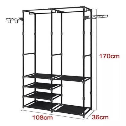 Imagem de Cabideiro organizador portátil com sapateira e ganchos