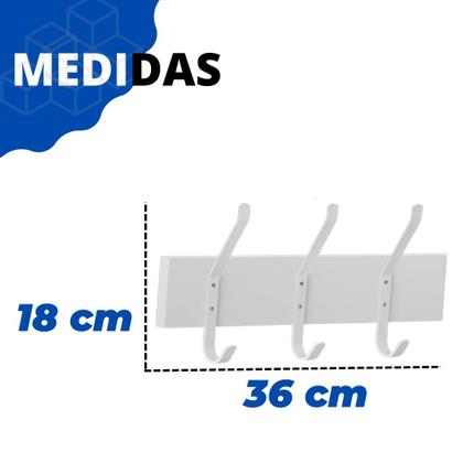 Imagem de Cabideiro Para Parede Madeira Industrial C/ 3 Ganchos Duplos