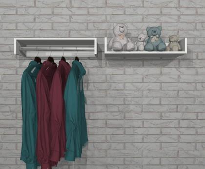 Imagem de Cabideiro Parede Arara Porta Roupas Closet, Quarto parede Mdf 