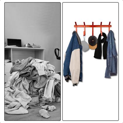 Imagem de Cabideiro Parede Porta Suporte Moderno Bars 5 Ganchos Aço Industrial Para Pendurar Roupas Bolsas