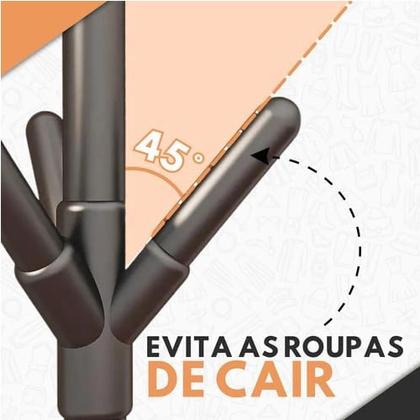 Imagem de Cabideiro portatil 9 ganchos mancebo desmontavel pendura roupas casaco chapeu bone arara preta casa banheiro closet