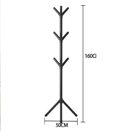 Imagem de Cabideiro portatil 9 ganchos mancebo desmontavel pendura roupas casaco chapeu bone arara preta casa banheiro closet