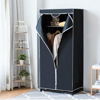Imagem de Cabideiro Portátil Modular Preto com Prateleira e Sapateira