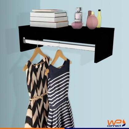 Imagem de Cabideiro Prateleira Com Tubo De Alumínio Para Guardar Roupas Toalhas Sapatos Organizador Para Banheiro Quarto Lavabo 59x25cm