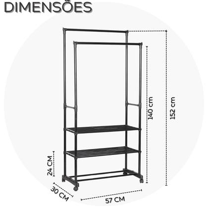 Imagem de Cabideiro Prateleira Organizador Vertical Arara de Chão