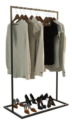 Imagem de Cabideiro Reforçada 170cm Organizar Preto Moderna Oferta