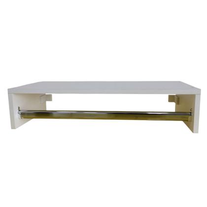 Imagem de Cabideiro Suspenso de Parede Madeira MDF Branco Fosco TX 60x13,5x25 Para Closet Quarto Porta Roupas