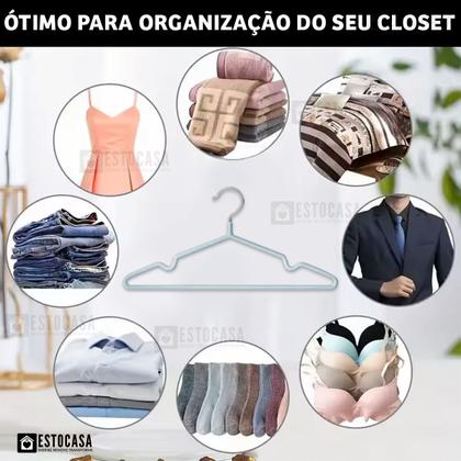 Imagem de Cabides De Metal Emborrachado Adulto Roupa Calça 30 Unidades