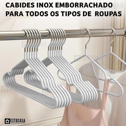 Imagem de Cabides De Metal Emborrachado Adulto Roupa Calça 50 Unidades