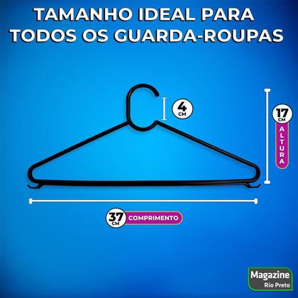 Imagem de Cabides de Plástico Adulto Kit 50 Peças Atacado Reforçado Com Cavas Resistente Para Roupas Pesadas