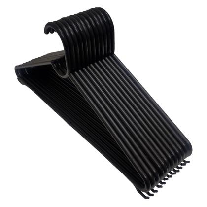 Imagem de Cabides de Plástico Adulto Kit 50 Peças Atacado Reforçado Com Cavas Resistente Para Roupas Pesadas